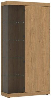 Orlcali 112 Подова Витрина за хол от ПДЧ в Дъб със Стъкло 100x42x205cm