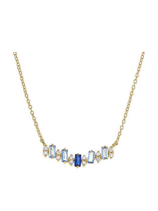 Vogue Geometric Necklace Gold Plated Silver Light Blue