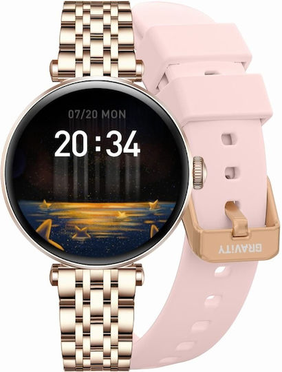 Smartwatch Gravity Rose Gold-silver Pink 2 Straps Gt26-4