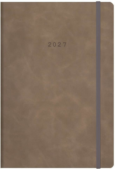 Next Diary 2027 Cuba Daily Flexi Brown Elastic 12x17cm Printing Option