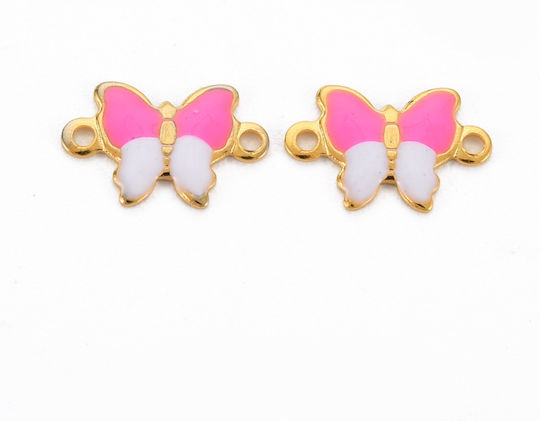 Steel Butterfly Link Enamel Gold 10x6.5mm 5pcs