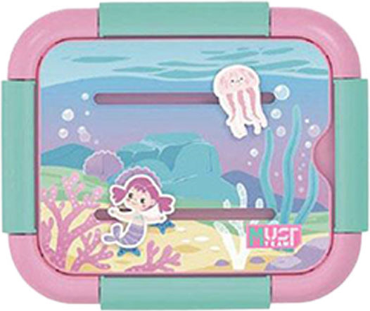 Must Team Plastic Kids' Food Container 1.3 Litre Mermaid 18.5 x 15.8 x 7.7 cm