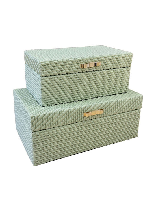 Espiel Espiel Hölzernes Aufbewahrungsbox mit Deckel Grüne 10cm 2 Stück