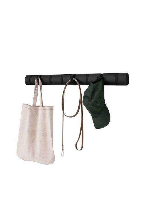 Umbra Wall Hanger Flip Wooden 8 Hooks Black 81x7cm