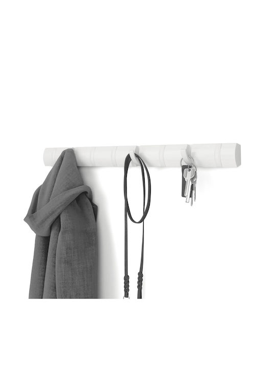 Umbra Wall Hanger Flip Wooden 8 Hooks White 81x7cm
