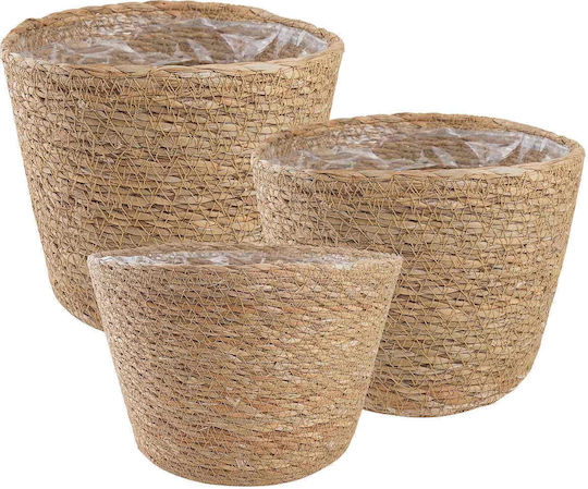 vidaXL Set of 3 Brown Flower Pots
