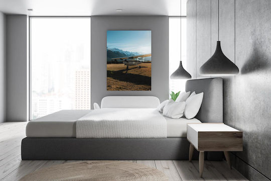iLovePrints Gemälde Flugzeug In Berglandschaft 100x150