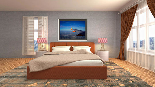 Painting Airplane Wing Over Cityscape Wing Airplane Over Urban Landscape 150x100