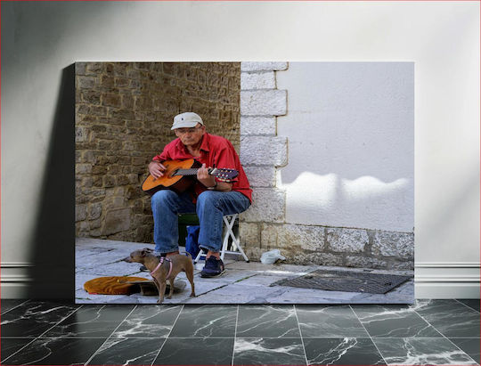 Painting Street Musician Dog Street Musician Dog 100x70