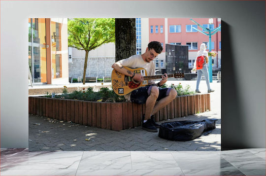 Painting Street Musician Playing Guitar Musician Of The Street Plays Guitar 120x80