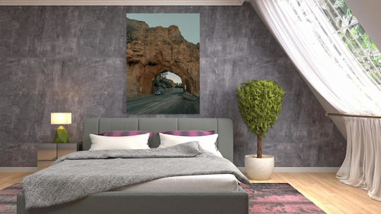 Панел Car Through Rock Arch Автомобил Вътре В Каменна Арка 40x65