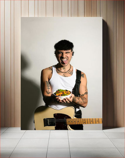 iLovePrints Tattooed Musician Gemälde Ein Bowl Food Musik Tattoo 115x170