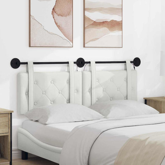 vidaXL Leather Bed Headboard Cushion White 130x55cm