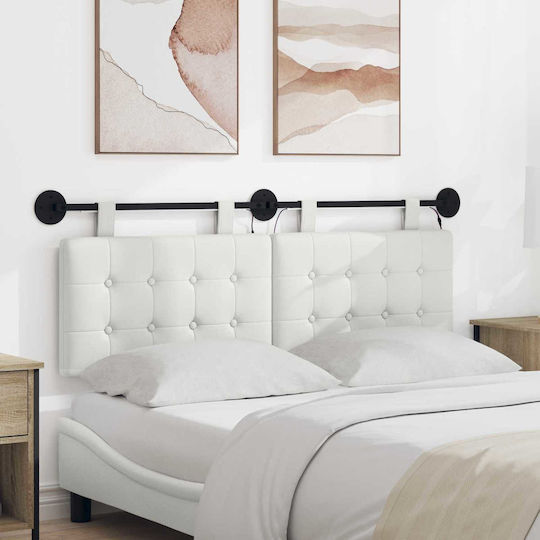 vidaXL Leather Bed Headboard Pillow White 130x55cm