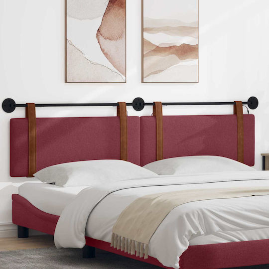 vidaXL Wooden Red Bed Headboard Pillow 210x55cm