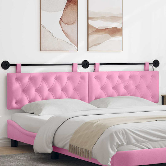 vidaXL LED Възглавница за Табла Текстилна Розова 210x55cm