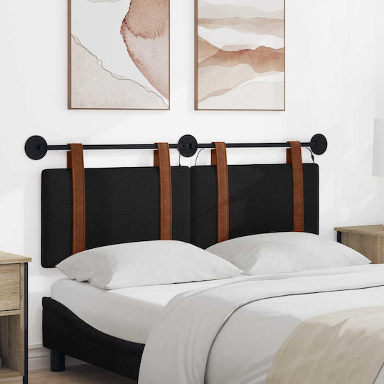 vidaXL Leather Bed Headboard Cushion Black 150x55cm