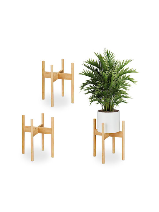Relaxdays Σετ 3 Γλάστρες Bamboo Μπεζ