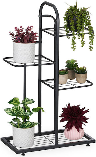 Relaxdays Suport Metalic Negru Pentru Plante 72.5x44x22.5 cm