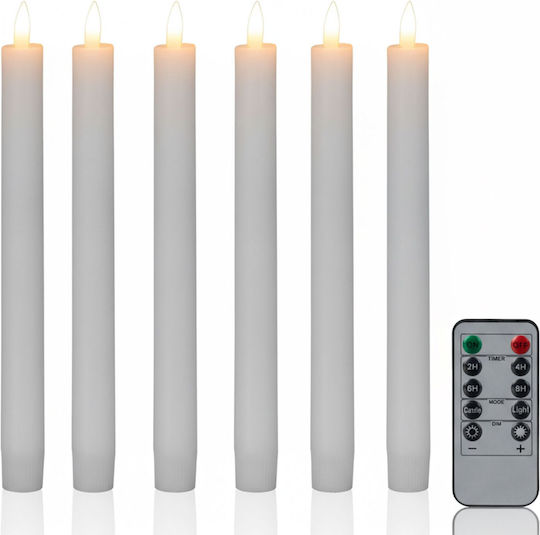 Relaxdays Διακοσμητικό Φωτιστικό LED Κερί 6τμχ 24.5x2.2εκ.