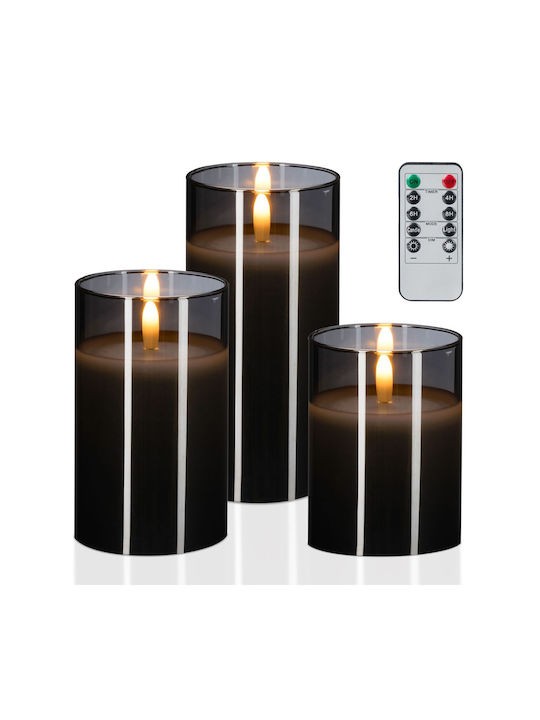 Relaxdays Lămpi Decorative Pentru Masă LED Lumânare 3 Buc