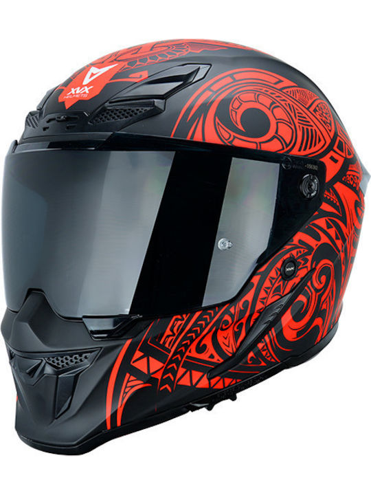 XVX Vader RS-400 Matt Maori Червен Каска Мотор ...