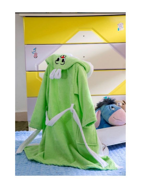 Rebeka Home Детски Халат Зелен Ha9001 с Качулка