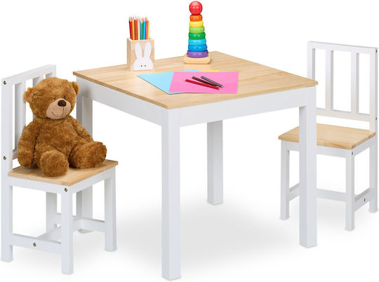 Relaxdays Kinder Tische Set mit Stühlen Weiß Relaxdays