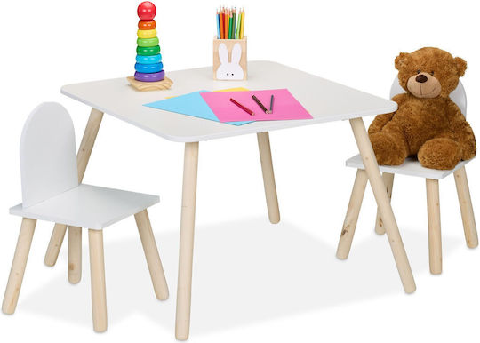 Relaxdays Kinder Tische Set mit Stühlen Weiß Relaxdays