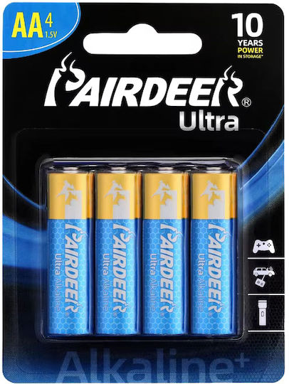 Pairdeer Baterii Alcaline AA 1.5V 4 Bucăți