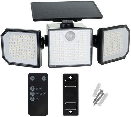 Lampa Solară de Perete 5W 500lm cu Senzor de Mișcare și Telecomandă IP65 26.5x12x12cm