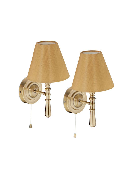 Relaxdays Lampă de Perete cu Soclu E14 și Comutator Bej 28x19x16cm