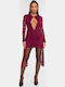 Mini Abendkleid Mit Spitze Burgundisch
