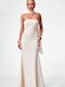 Maxi Evening Strapless Beige Dress