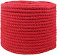 vidaXL Rope Red 1.2 x 1.2 x 25000 cm Cotton