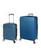 Seagull Hard Blue Travel Suitcases with 4 Wheels Set of 2 Pieces