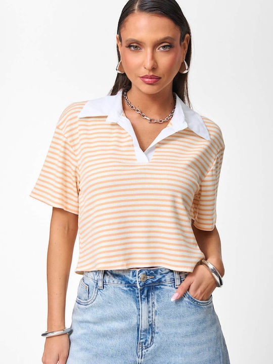 Women's Blouse Striped Orange