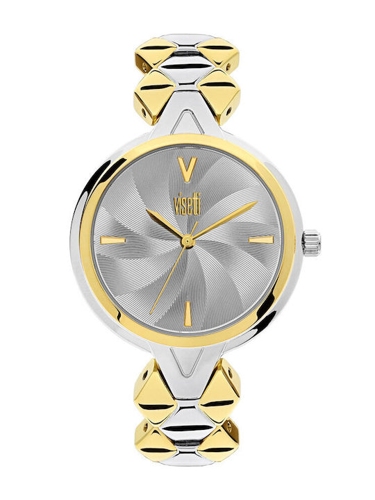 Visetti Γυναικείο Ρολόι 34mm Μπαταρίας με Χρυσό Μεταλλικό Μπρασελέ