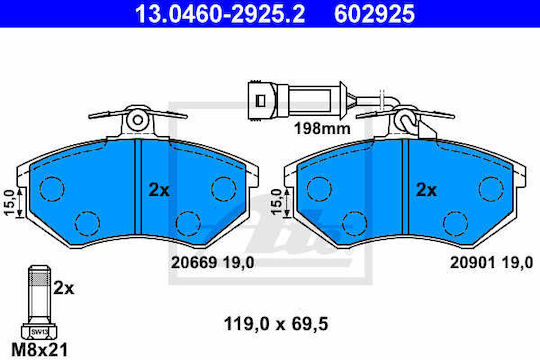 Ate Brake Pad Set Disc Brake 13.0460-2925.2