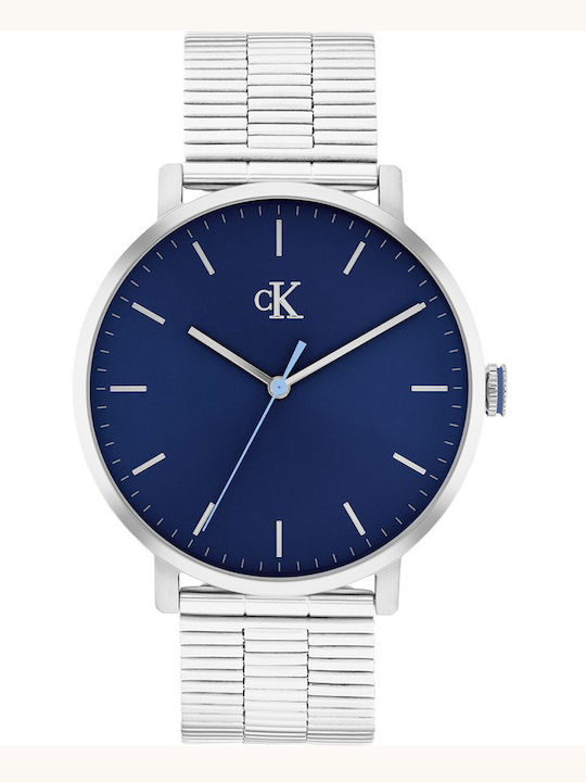 Calvin Klein Slim Case Ανδρικό Ρολόι 42mm Μπαταρίας με Ασημί Μεταλλικό Μπρασελέ