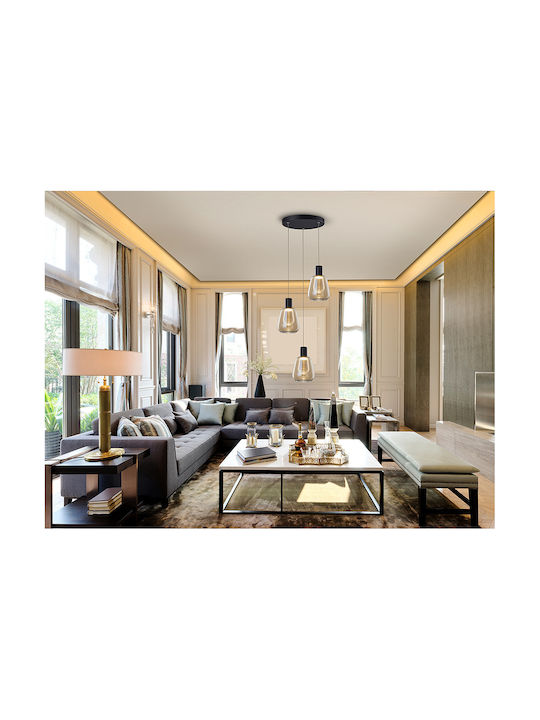 Carisa Black LED Pendant Ceiling Light with Warm White Light with Crystals 35x35cm