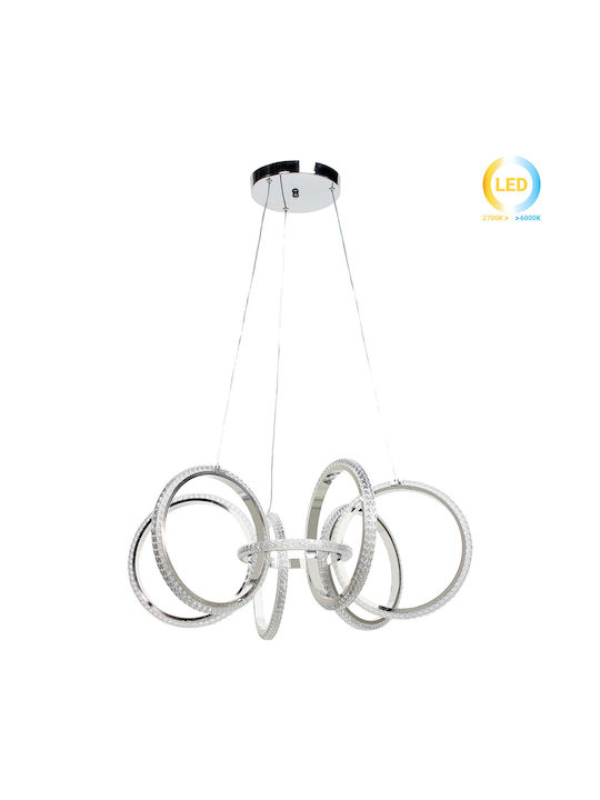 Keskor Silver LED Pendant Ceiling Light 69x69x27cm