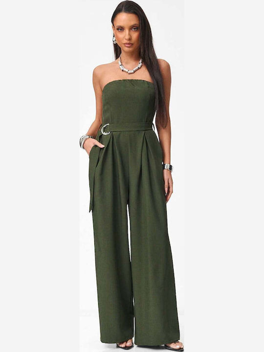 Γυναικεία Strapless Ολόσωμη Φόρμα Χακι