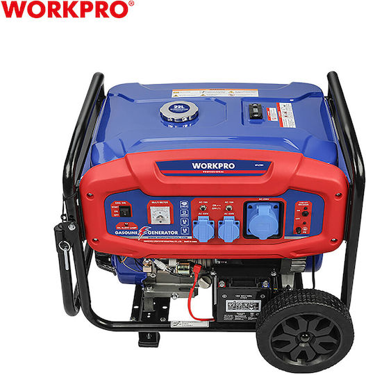 WorkPro Gasoline Generator Four-Stroke with Manual - Electric Starter Wheels and Maximum Power 6.6kVA