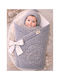 SteweHome Cotton White Nursery Swaddling Blanket with Animal 100x85cm