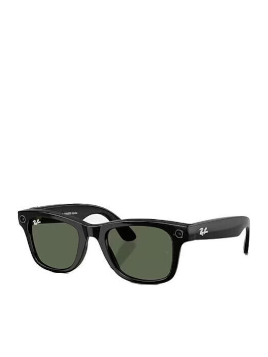 Ray Ban Wayfarer Gen2 Cu AI Unisex Ochelari De Soare Cu Ramă Neagră Din Plastic Și Lentile Verzi RB4012 601/71