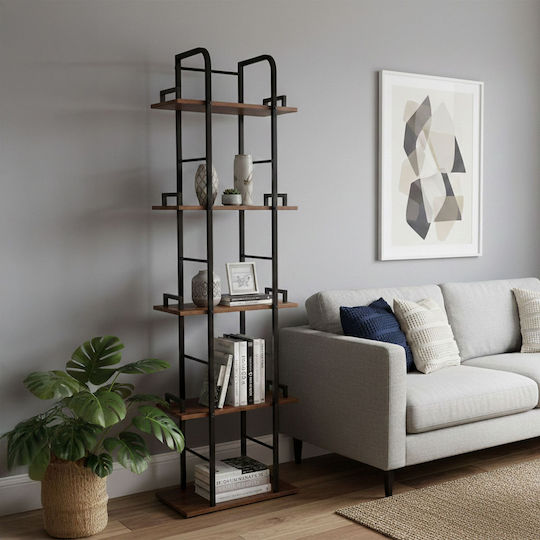 Bücherregal Braun/Schwarz 143x38x24cm