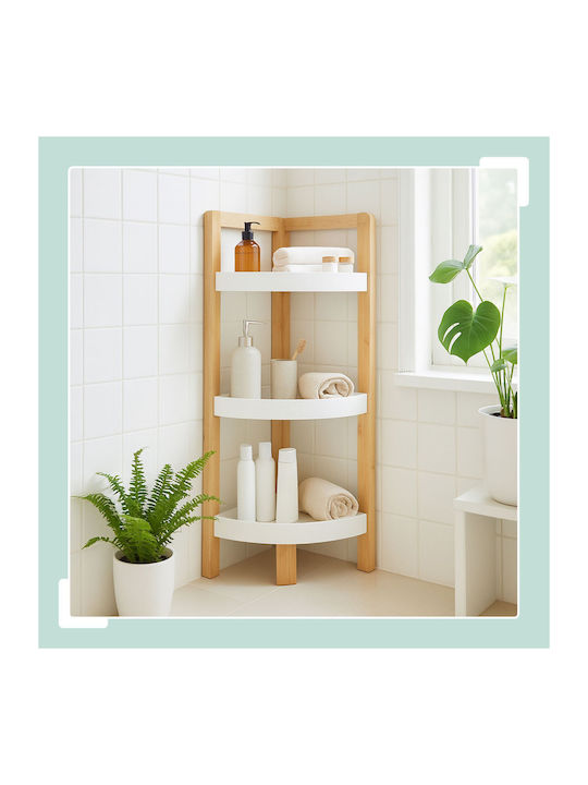 Γωνιακή Βιβλιοθήκη White/light Brown 77x23x23εκ.