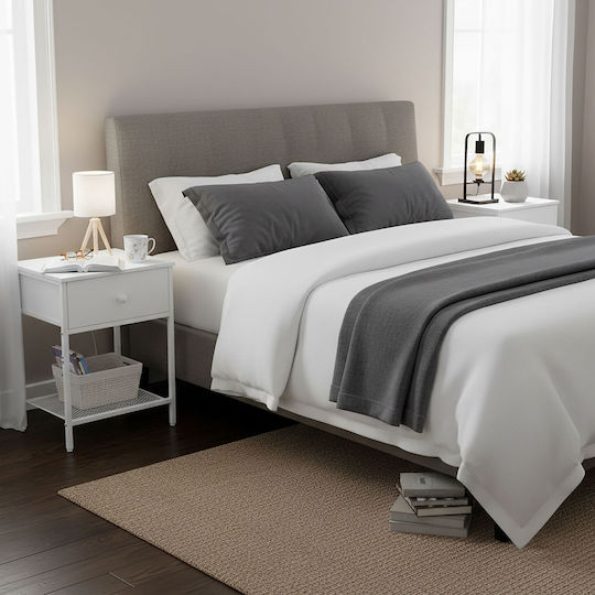 White Wooden Bedside Tables 2 Pieces 55x40x30cm