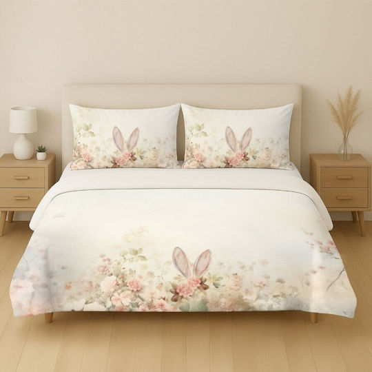 Lenjerii Deosebite Cotton Duvet Cover Set 200x220cm Double With 2 Pillowcases & 1 Ecru Bed Sheet